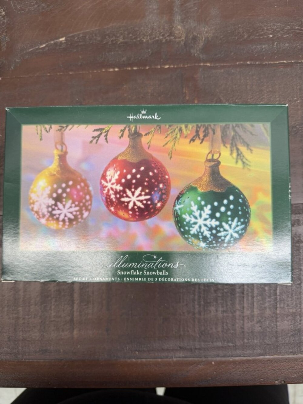 2005 Hallmark Illuminations Snowflake Snowballs Set of 3 Ornaments New Untested